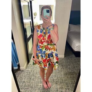 MARISSA WEBB x RTR Multicolor Floral Shift Sleeveless Tiered Mini Dress Size 0